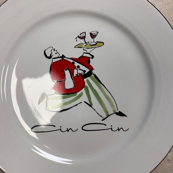 Rosanna Cheers Darling Here’s To Us Dessert Salad Plate Set of 4 Cin Cin - Picture 2 of 6